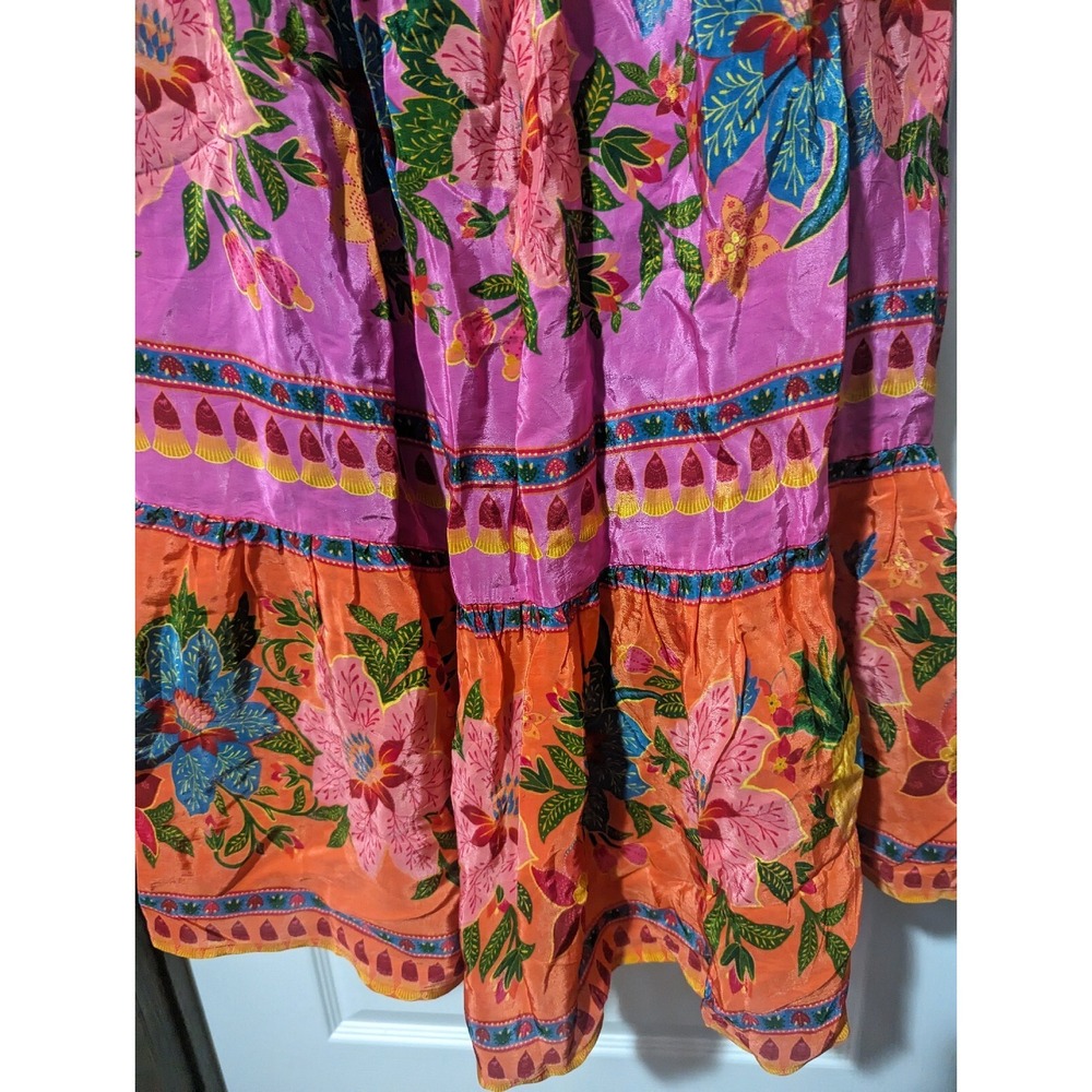 Farm Rio V-Neck Dress Anthropologie Halter Floral Tiered Sundress Cover XS NEW - Picture 12 of 15